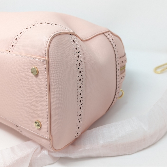 🦄Tory Burch Pink Bag Spectator Middy Perforated Satchel Shell Pink! Rare! 💖🦄 - Picture 8 of 12